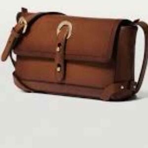 Like New, Massimo Dutti Elegant Brown Leather Crossbody Bag.